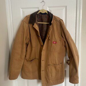 Vintage Dickies Canvas Chore Jacket Coat Mens Large/Tall Brown Blanket Lined